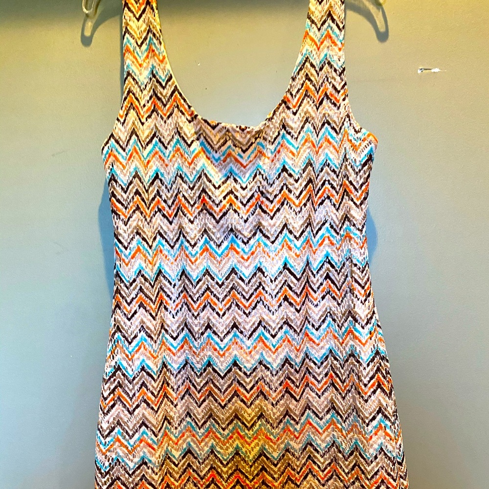 Woman’s boho tribal sleeveless lace dress by Soprano. Size large.
